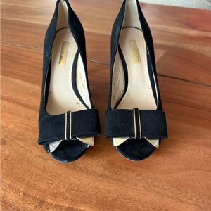 Louise et Cie Black Peep-Toe Heels with Bow
